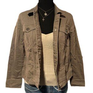 tan/brown denim style button up jacket